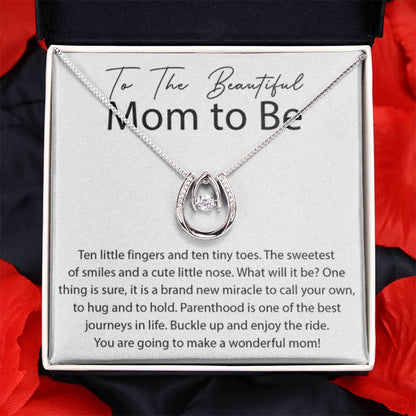 To The Beautiful Mom To Be - Lucky In Love Necklace - Personalize Memories