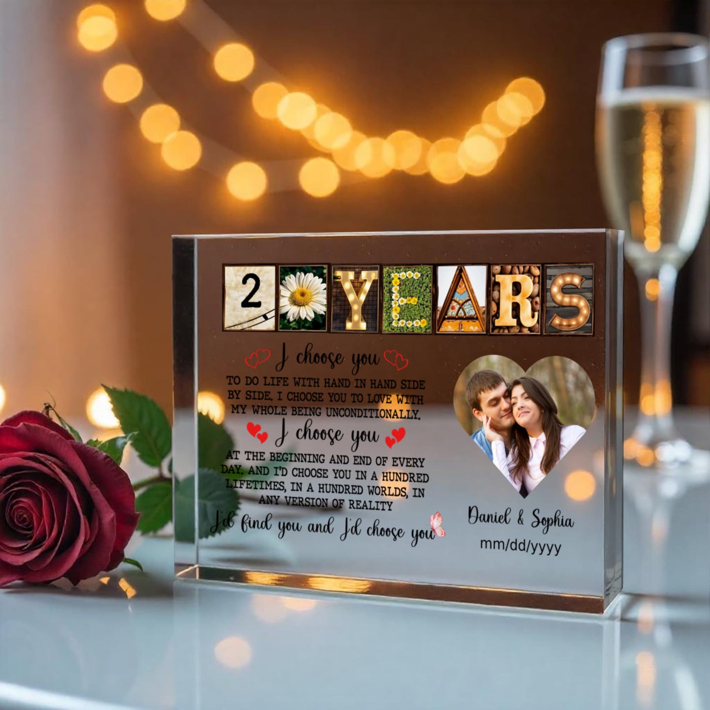 Personalized Acrylic Block, Happy 20th Anniversary Gift For Husband And Wife, Custom Photo Gift For Couples, I Choose You Personalize Memories
