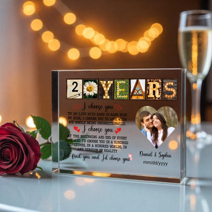 Personalized Acrylic Block, Happy 20th Anniversary Gift For Husband And Wife, Custom Photo Gift For Couples, I Choose You Personalize Memories