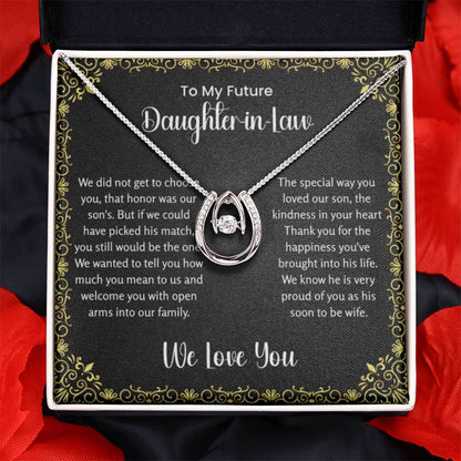 To My Future Daughter In Law - Lucky In Love Necklace - Gift for Bonus Daughter - Personalize Memories