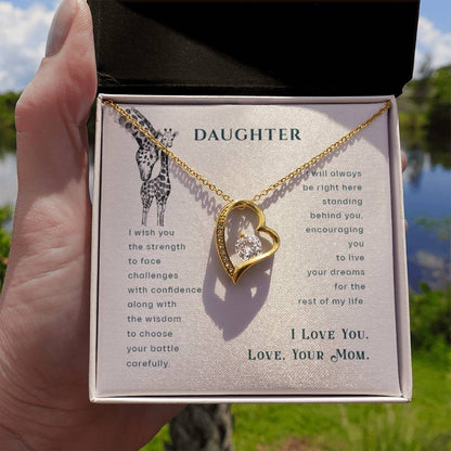 To My Daughter Necklace - Heartfelt Gift from Mom for Birthday, Graduation & Proud Mom Moments - Forever Love Necklace - Personalize Memories