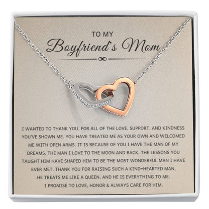 To My Boyfriend's Mom - I wanted to thank you - Interlocking Hearts Necklace - Best Gift for Bf mother - Personalize Memories