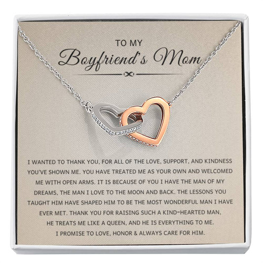 To My Boyfriend's Mom - I wanted to thank you - Interlocking Hearts Necklace - Best Gift for Bf mother - Personalize Memories
