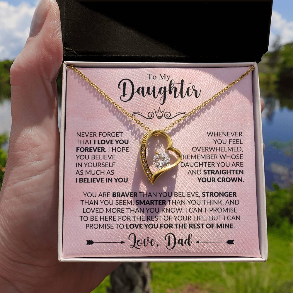To My Daughter - Never Forget That I Love You - Forever Love Necklace Gift from Dad - Personalize Memories