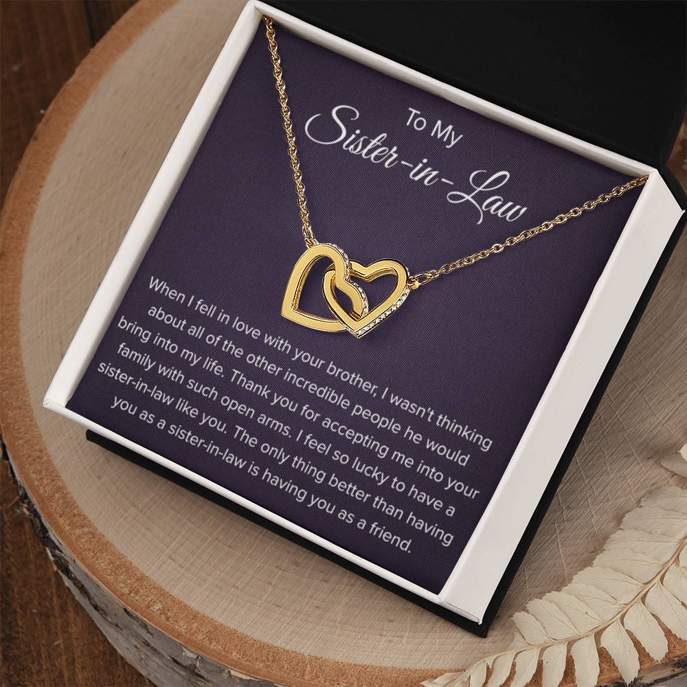 To My Sister In Law - Thank You for Accepting Me - Interlocking Hearts Necklace - Personalize Memories