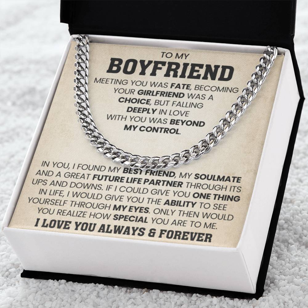 To My Boyfriend Cuban Link Chain - Anniversary & Valentine’s Day Gift from Girlfriend - Personalize Memories