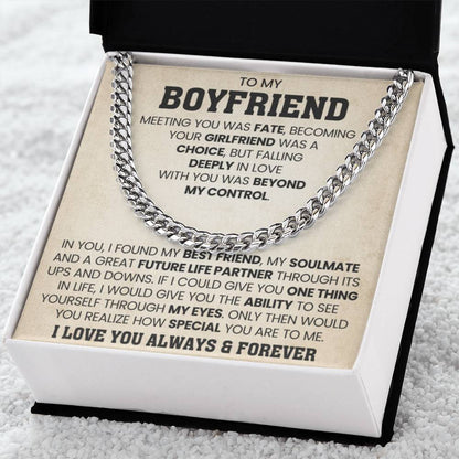 To My Boyfriend Cuban Link Chain - Anniversary & Valentine’s Day Gift from Girlfriend - Personalize Memories