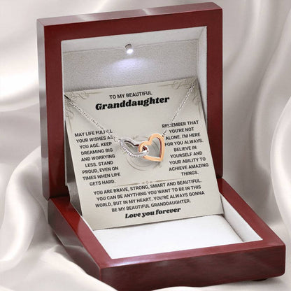 To My Granddaughter Necklace - Birthday Graduation Keepsake for Granddaughter - Interlocking Hearts Necklace - Personalize Memories