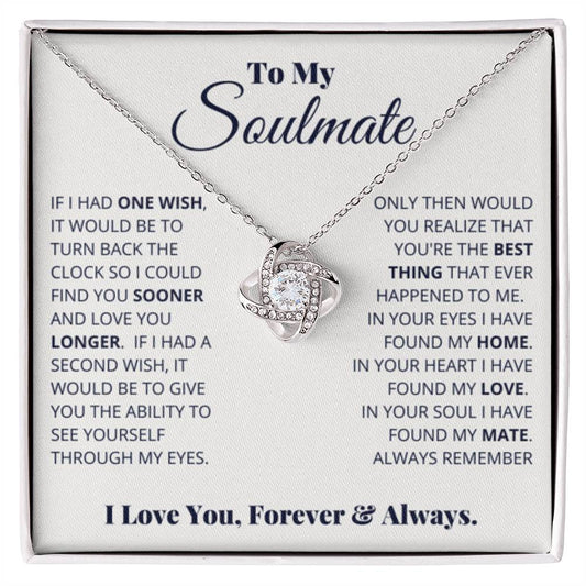 To My Soulmate Necklace - Gift for Celebrating Love on Valentine’s Day & Special Days - Love Knot Necklace - Personalize Memories
