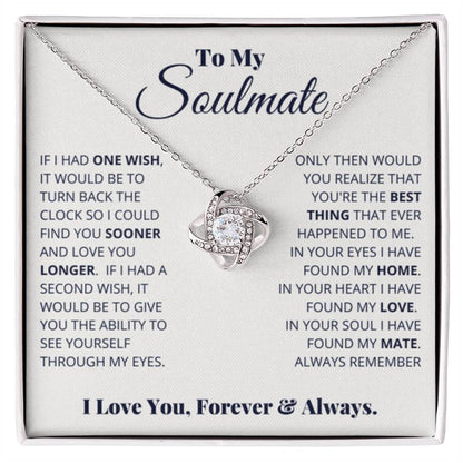 To My Soulmate Necklace - Gift for Celebrating Love on Valentine’s Day & Special Days - Love Knot Necklace - Personalize Memories