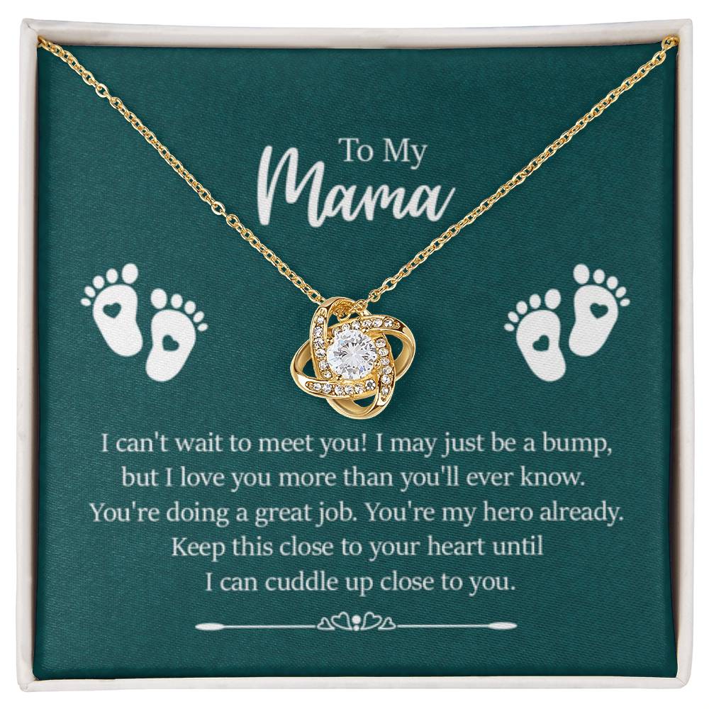 To my mama - I can't wait to meet you New Mom - Love Knot Necklace - Personalize Memories