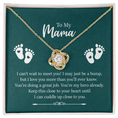 To my mama - I can't wait to meet you New Mom - Love Knot Necklace - Personalize Memories