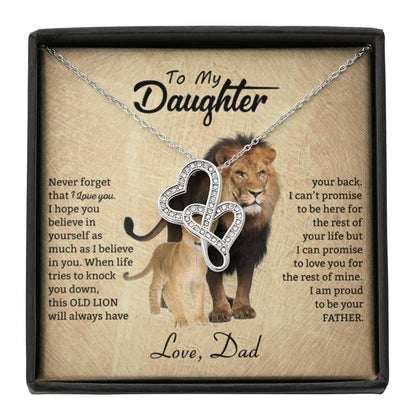 To My Daughter Necklace - When life tries to knock you down - Daughter Present from Dad - Heart-to-heart Pendant Necklace - Personalize Memories