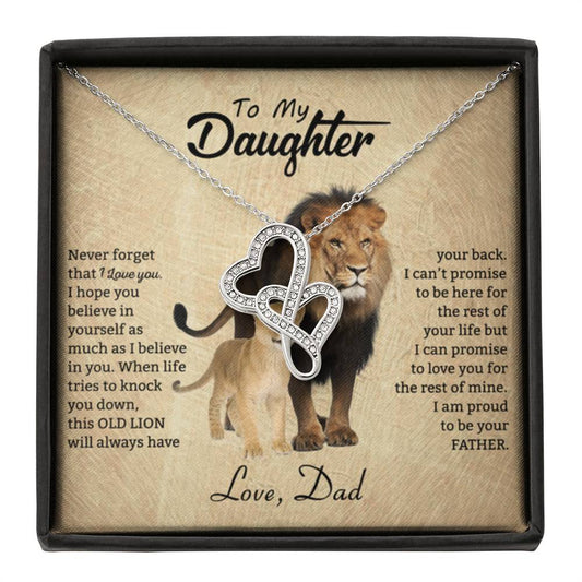 To My Daughter Necklace - When life tries to knock you down - Daughter Present from Dad - Heart-to-heart Pendant Necklace - Personalize Memories