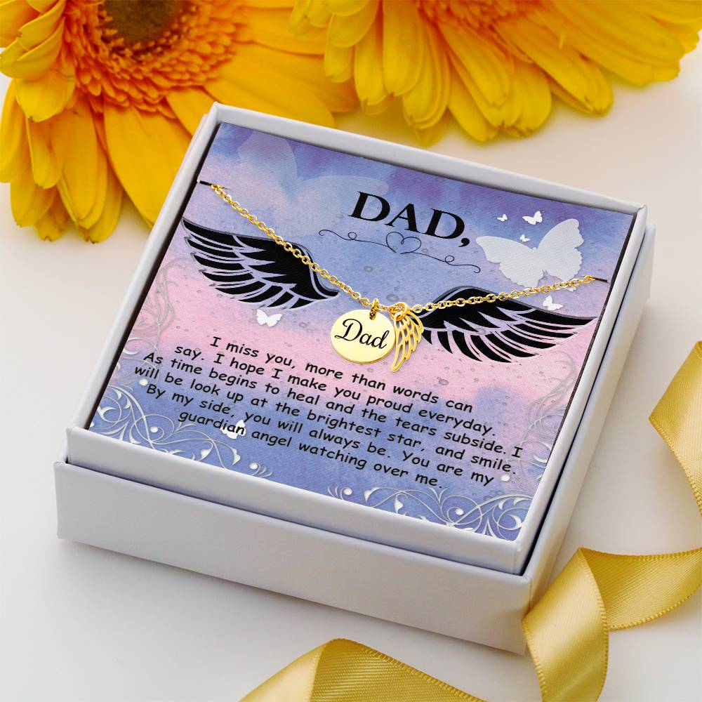 Angel Wing Dad Necklace Gift from Heaven - Father Sympathy Gift