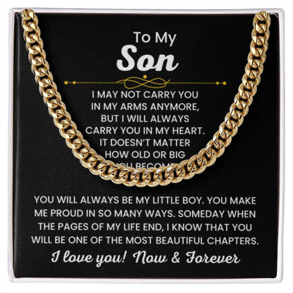 To My Son, Cuban Link Chain Necklace for Son, Birthday Gift, Stylish Teen & Young Men Accessory - Personalize Memories