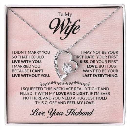 To My Beautiful Wife Necklace - Sweet Emotional Gift for Wife from Husband on Birthday, Anniversary & Valentine’s Day - Forever Love Necklace - Personalize Memories