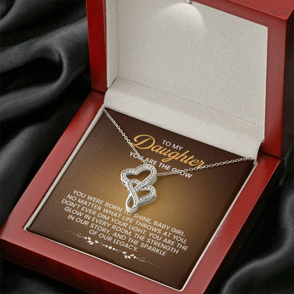 To My Daughter Necklace – You are the glow – Heart-to-heart Pendant Necklace - Personalize Memories