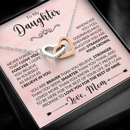 To My Daughter - Never Forget That I Love You - Interlocking Hearts Necklace Gift from Mom - Personalize Memories