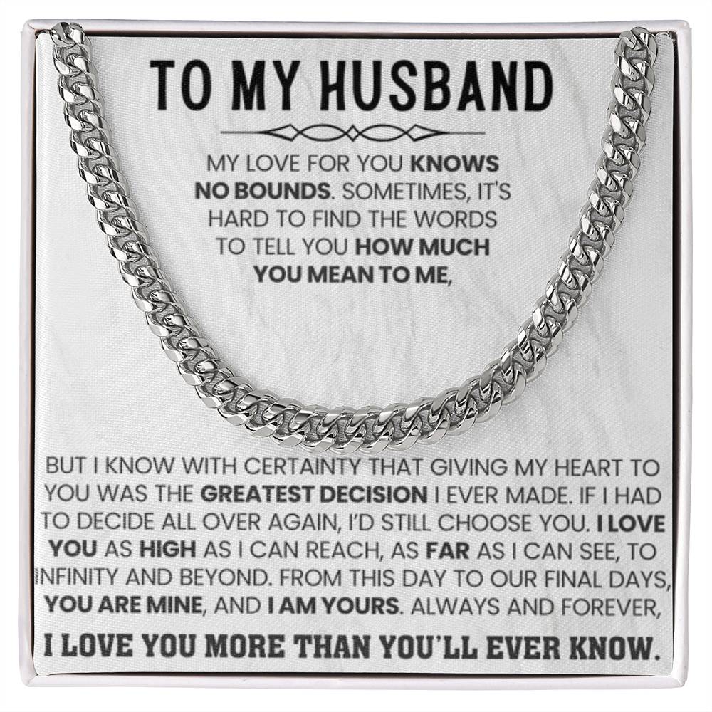 To My Husband – Cuban Link Chain – Birthday & Anniversary Jewelry from Wife - Personalize Memories