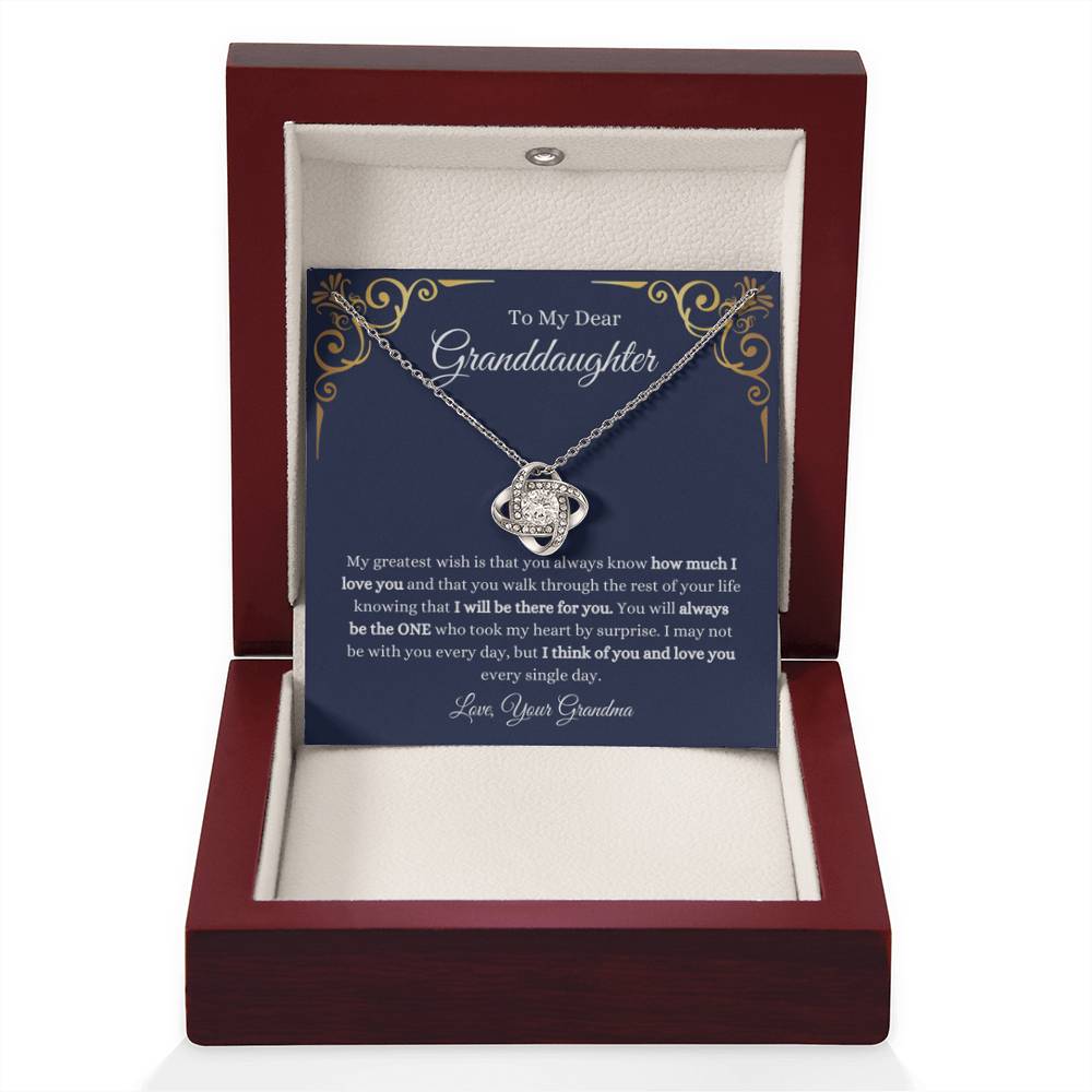 To My Granddaughter Necklace – Christmas Graduation Gift for Granddaughter from Grandma – Love Knot Necklace - Personalize Memories
