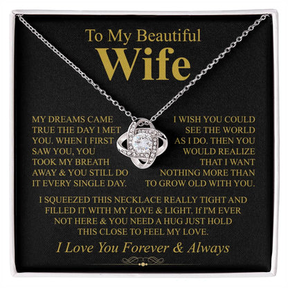 To My Beautiful Wife - I Love You Forever & Always - Love Knot Necklace Gift for Her - Personalize Memories