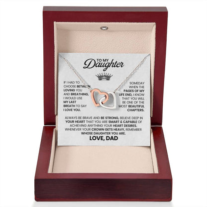 To My Daughter Necklace - Sweetest Daughter Gift from Dad for Birthday Joy & Proud Dad Love - Interlocking Hearts Necklace - Personalize Memories