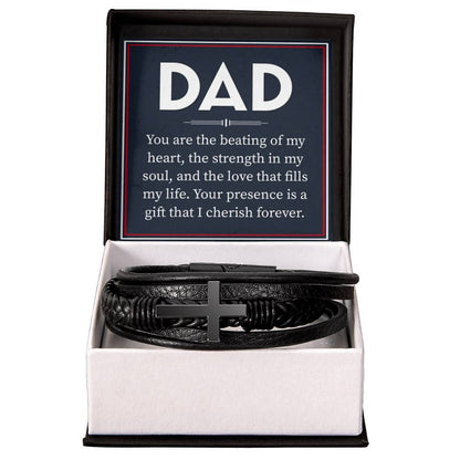 Dad - You are the beating of my heart - Men's Cross Bracelet - Personalize Memories