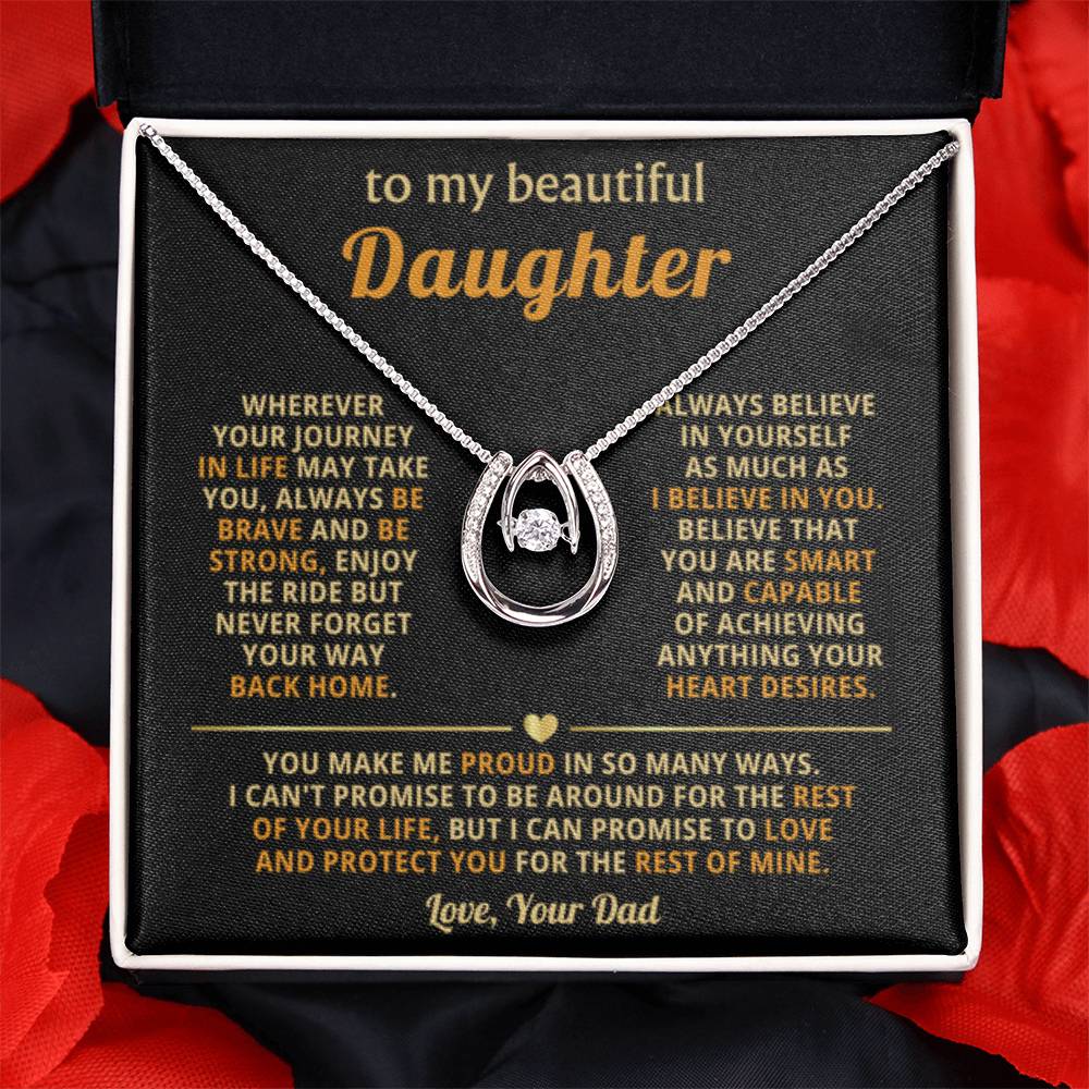 To My Daughter Necklace - I Believe In You - Dad to Daughter Gift - Lucky In Love Necklace - Personalize Memories