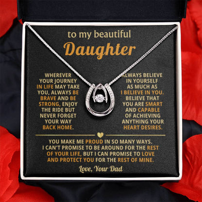 To My Daughter Necklace - I Believe In You - Dad to Daughter Gift - Lucky In Love Necklace - Personalize Memories