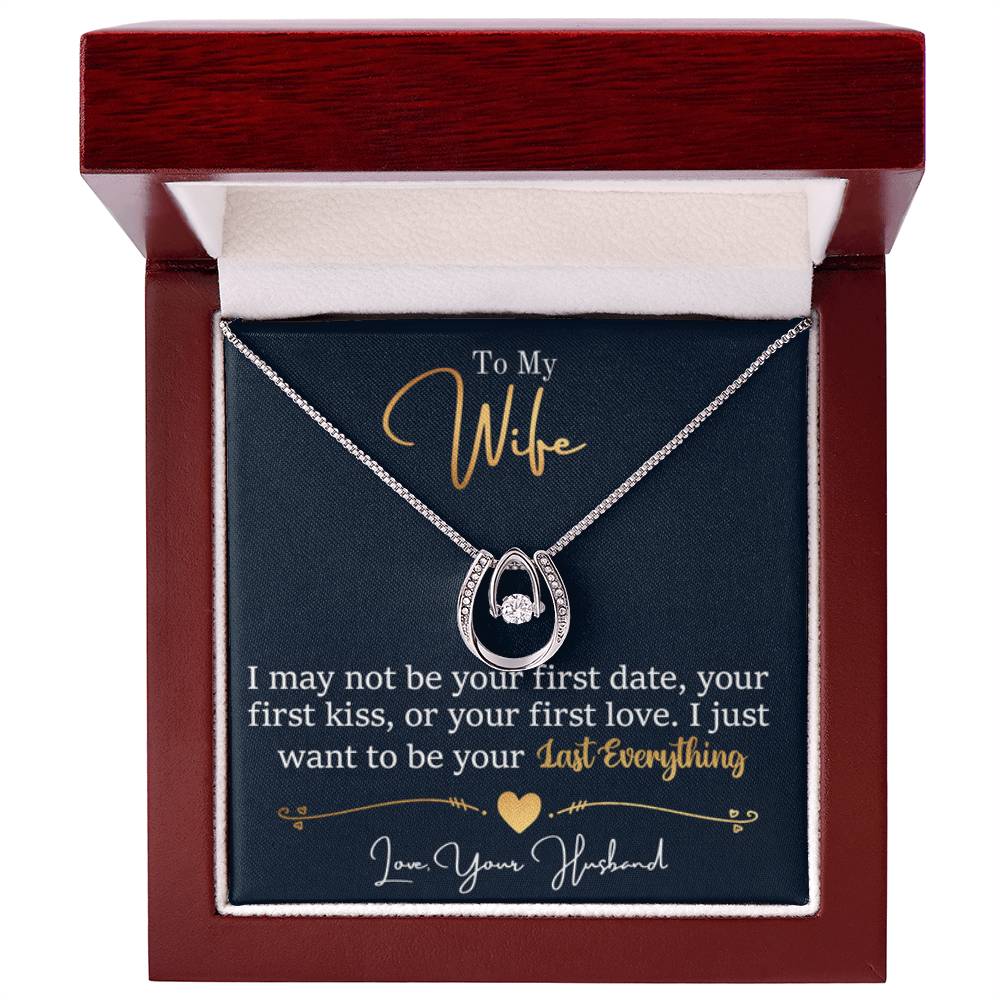To My Wife Necklace - Emotional Husband-to-Wife Gift for Anniversary, Birthday & Valentine’s Day - Lucky In Love Necklace - Personalize Memories