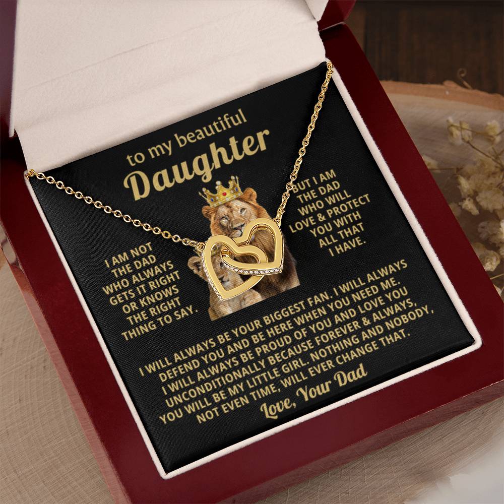 To My Daughter Necklace - I will always be your biggest fan - Gift for Daughter from Dad - Interlocking Hearts Necklace - Personalize Memories
