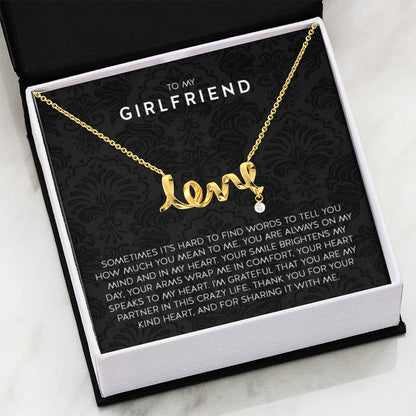 Gift for Girlfriend Necklace - Romantic Jewelry for Valentine’s Day, Birthday & Special Relationship Moments - Scripted Love Necklace - Personalize Memories