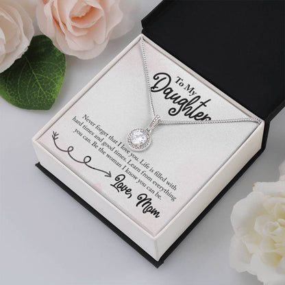 To My Daughter Necklace - Proud Mom to Daughter Jewelry for Birthday, Graduation & Special Celebrations - Eternal Hope Necklace - Personalize Memories