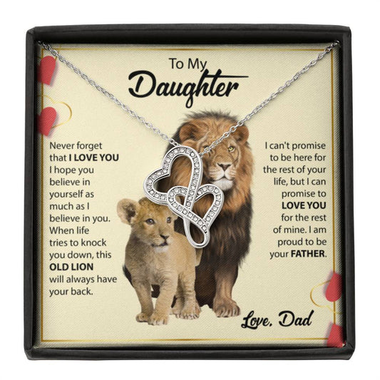 To My Daughter Necklace - Daughter Present from Dad - Heart-to-heart Pendant Necklace - Personalize Memories