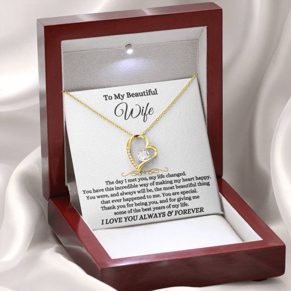 To My Wife Necklace - Emotional Love Jewelry Gift from Husband for Valentine’s Day & Birthday Happiness - Forever Love Necklace - Personalize Memories