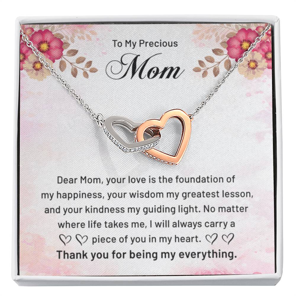 To My Precious Mom - Thank You For Being My Everything - Interlocking Hearts Necklace - Best Gift For Mom - Personalize Memories