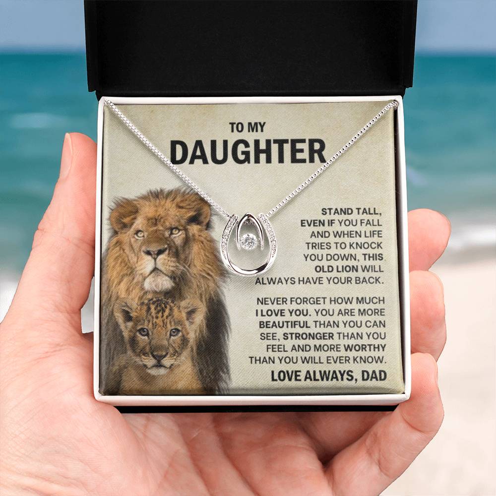 To My Daughter Necklace - Stand Tall - Daughter Present from Dad - Lucky In Love Necklace - Personalize Memories