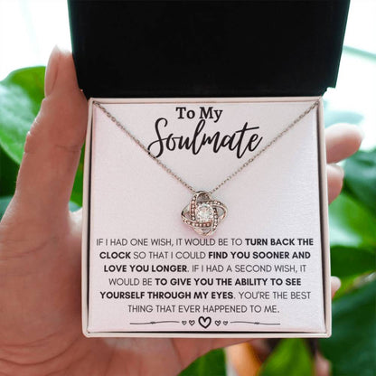 To My Soulmate Necklace - Soulmate Jewelry for Valentine’s Day & Gifts for Her - Love Knot Necklace - Personalize Memories