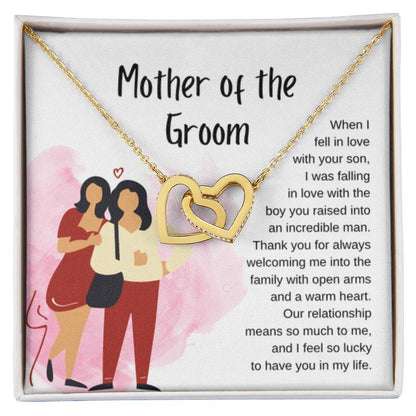 Mother of the Groom Gift - Our relationship means so much to me - Interlocking Hearts Necklace - Personalize Memories