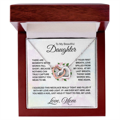 To My Daughter Necklace – Daughter Graduation & Birthday Present from Mom – Interlocking Hearts Necklace - Personalize Memories