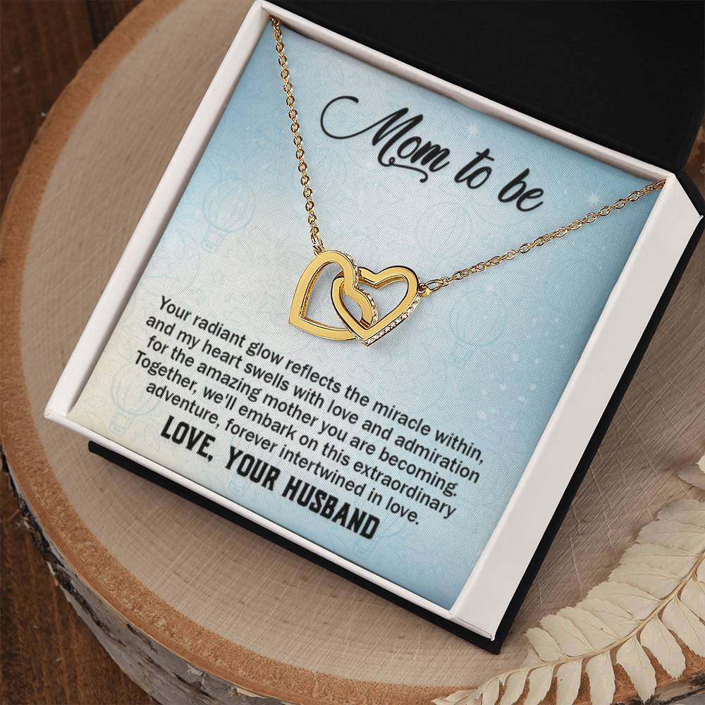 To a wonderful first time Mom - New Mom Gift - Interlocking Hearts Necklace - Personalize Memories