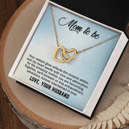To a wonderful first time Mom - New Mom Gift - Interlocking Hearts Necklace - Personalize Memories