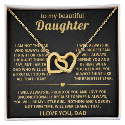 To My Daughter Necklace - Best Gift for Daughter from Dad - Interlocking Hearts Necklace - Personalize Memories