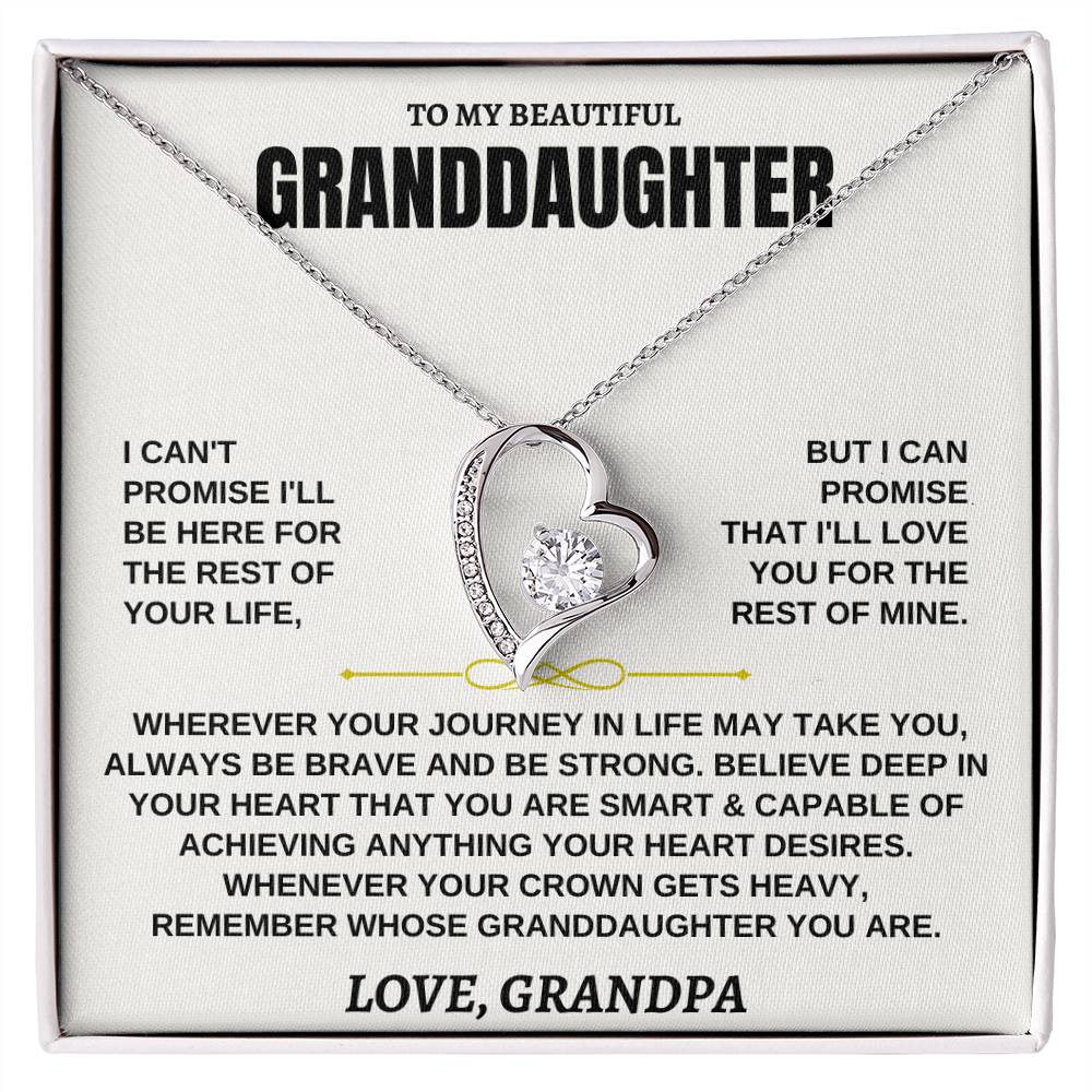 To My Beautiful Granddaughter - I'll Love You For The Rest Of Mine - Forever Love Necklace - Gift for Granddaughter from Grandpa - Personalize Memories