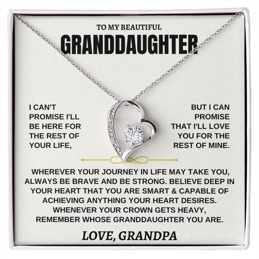 To My Beautiful Granddaughter - I'll Love You For The Rest Of Mine - Forever Love Necklace - Gift for Granddaughter from Grandpa - Personalize Memories