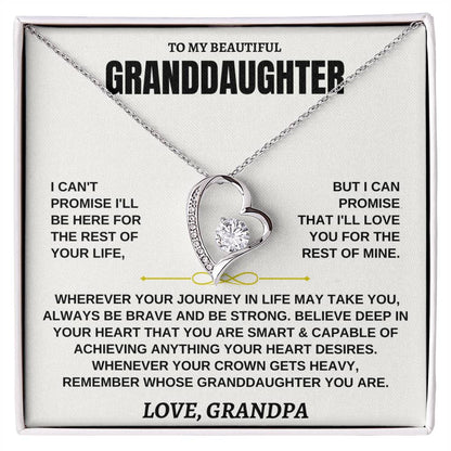 To My Beautiful Granddaughter - I'll Love You For The Rest Of Mine - Forever Love Necklace - Gift for Granddaughter from Grandpa - Personalize Memories