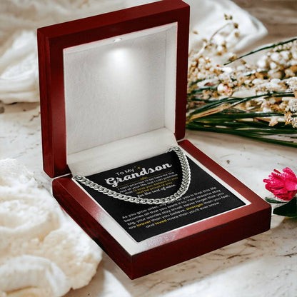 To My Grandson - I Believe in you - Chain Link Chain from Grandparents - Personalize Memories