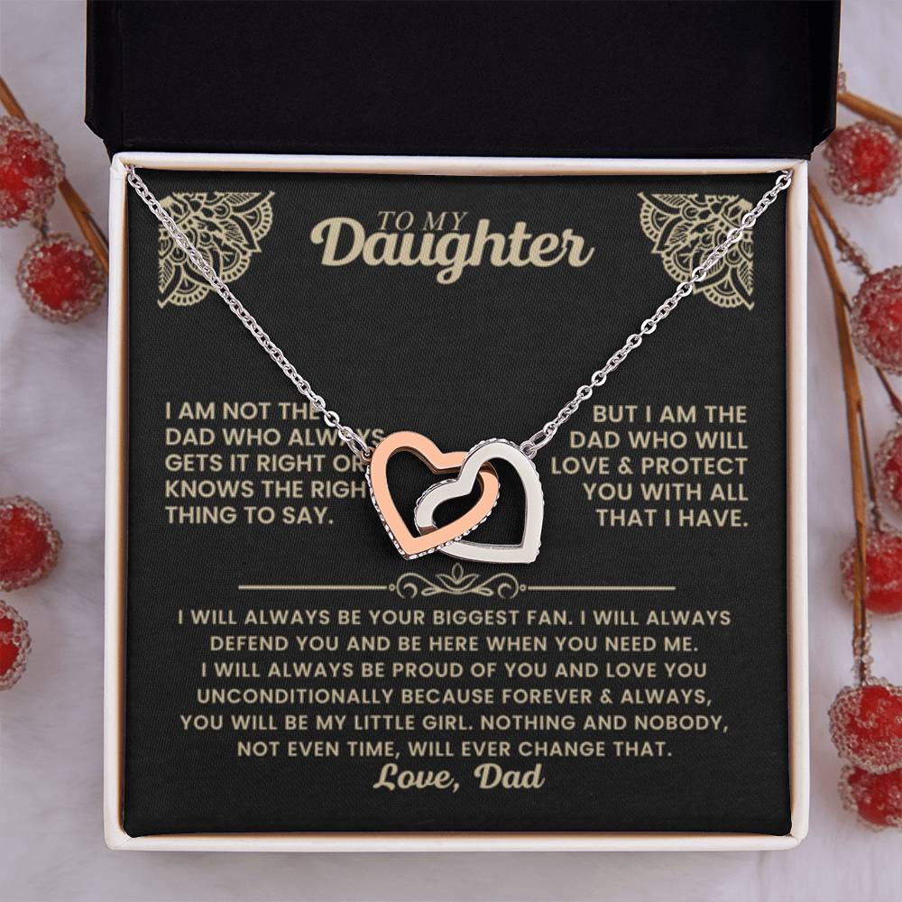To My Daughter Necklace - Father to Daughter Gift for Graduation, Birthday & Big Life Moments - Interlocking Hearts Necklace - Personalize Memories