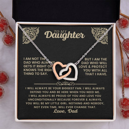 To My Daughter Necklace - Father to Daughter Gift for Graduation, Birthday & Big Life Moments - Interlocking Hearts Necklace - Personalize Memories